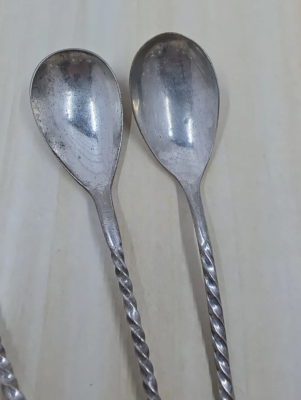 Silverplate Antique & Vintage Twisted Handle Spoons 10 Pieces Variety